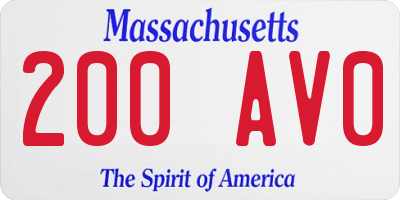MA license plate 200AV0