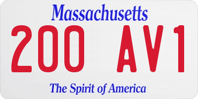 MA license plate 200AV1