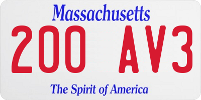 MA license plate 200AV3