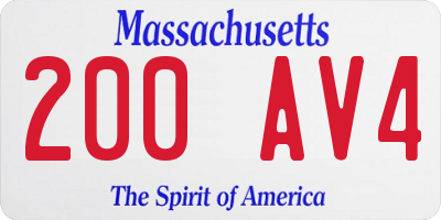 MA license plate 200AV4