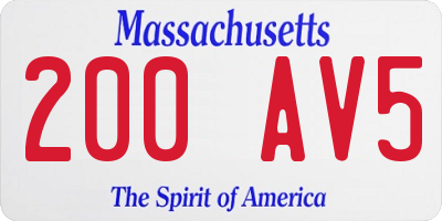 MA license plate 200AV5
