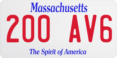 MA license plate 200AV6