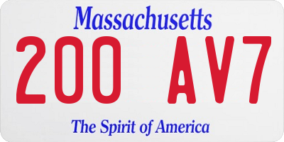MA license plate 200AV7