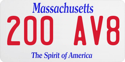 MA license plate 200AV8