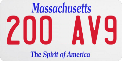 MA license plate 200AV9