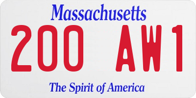 MA license plate 200AW1