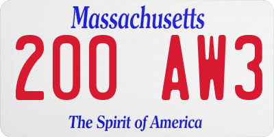 MA license plate 200AW3