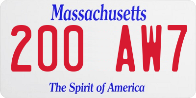 MA license plate 200AW7
