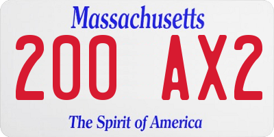 MA license plate 200AX2