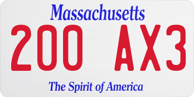 MA license plate 200AX3