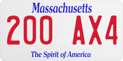 MA license plate 200AX4