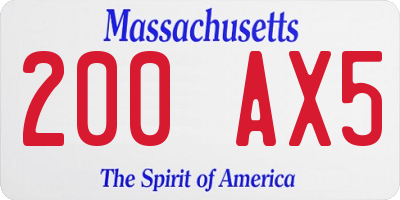 MA license plate 200AX5
