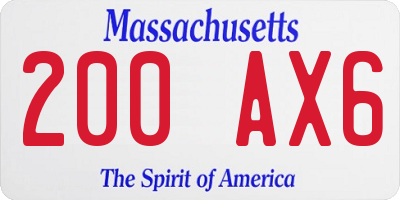 MA license plate 200AX6