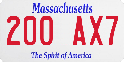 MA license plate 200AX7