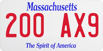 MA license plate 200AX9