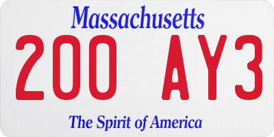 MA license plate 200AY3