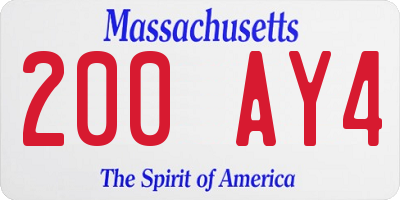 MA license plate 200AY4