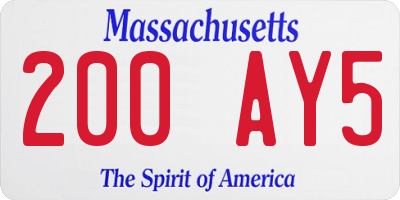 MA license plate 200AY5