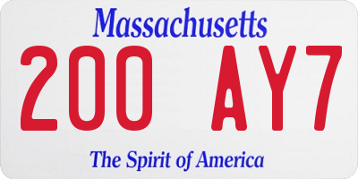 MA license plate 200AY7