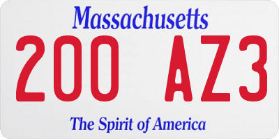 MA license plate 200AZ3