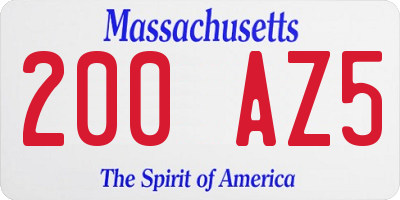 MA license plate 200AZ5