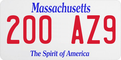 MA license plate 200AZ9