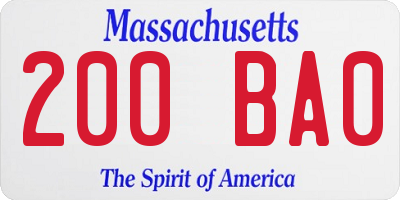 MA license plate 200BA0