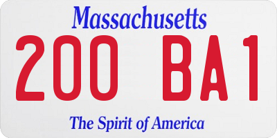MA license plate 200BA1