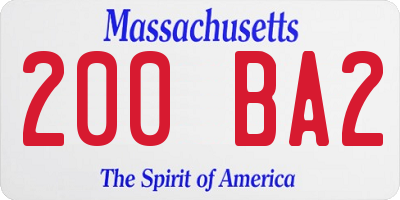 MA license plate 200BA2