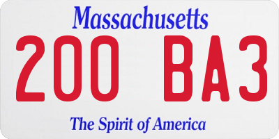 MA license plate 200BA3