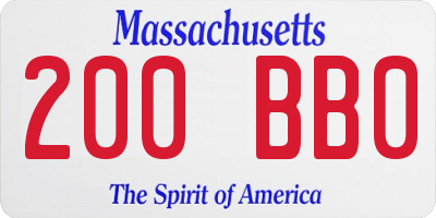 MA license plate 200BB0