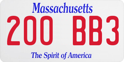 MA license plate 200BB3