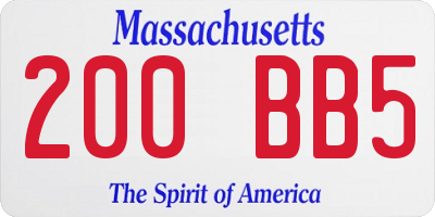 MA license plate 200BB5