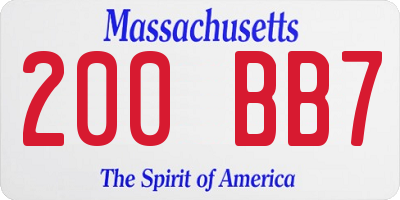MA license plate 200BB7