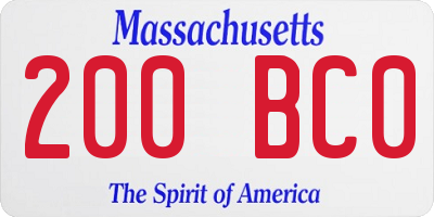 MA license plate 200BC0