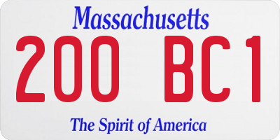MA license plate 200BC1