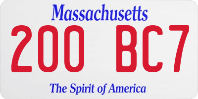 MA license plate 200BC7