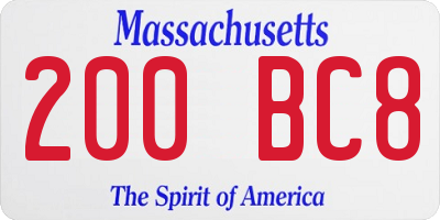 MA license plate 200BC8