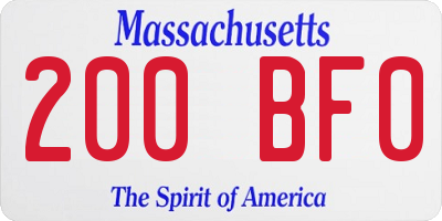 MA license plate 200BF0