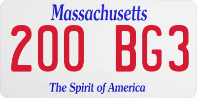 MA license plate 200BG3