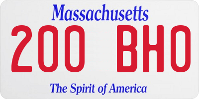 MA license plate 200BH0