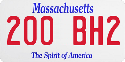 MA license plate 200BH2