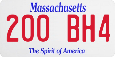 MA license plate 200BH4