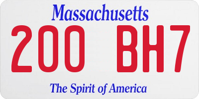 MA license plate 200BH7