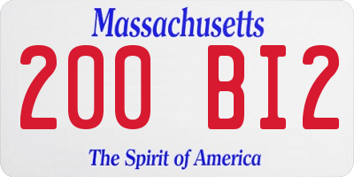MA license plate 200BI2