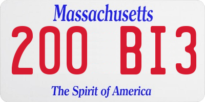 MA license plate 200BI3