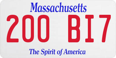 MA license plate 200BI7
