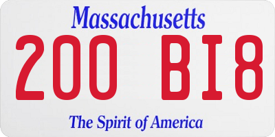 MA license plate 200BI8
