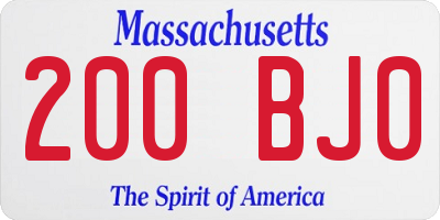 MA license plate 200BJ0