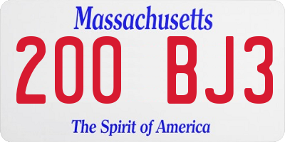 MA license plate 200BJ3
